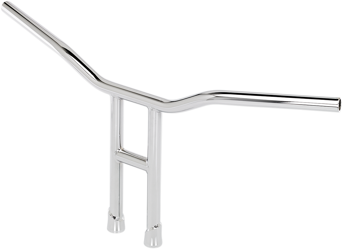 Chrome BILTWELL Tyson 14-inch handlebar for motorcycles, featuring a sleek, curved design and polished finish.