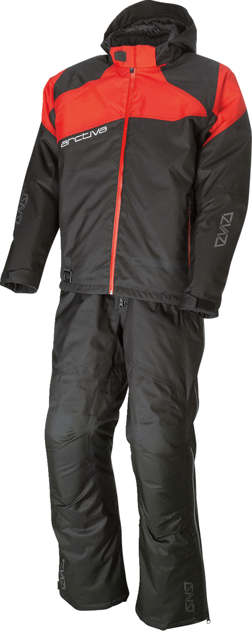 Bill's Exhausts ARCTIVA Pivot 5 Hooded Jacket in black and red, XL, featuring a hood and zip-up front, casual outdoor wear.