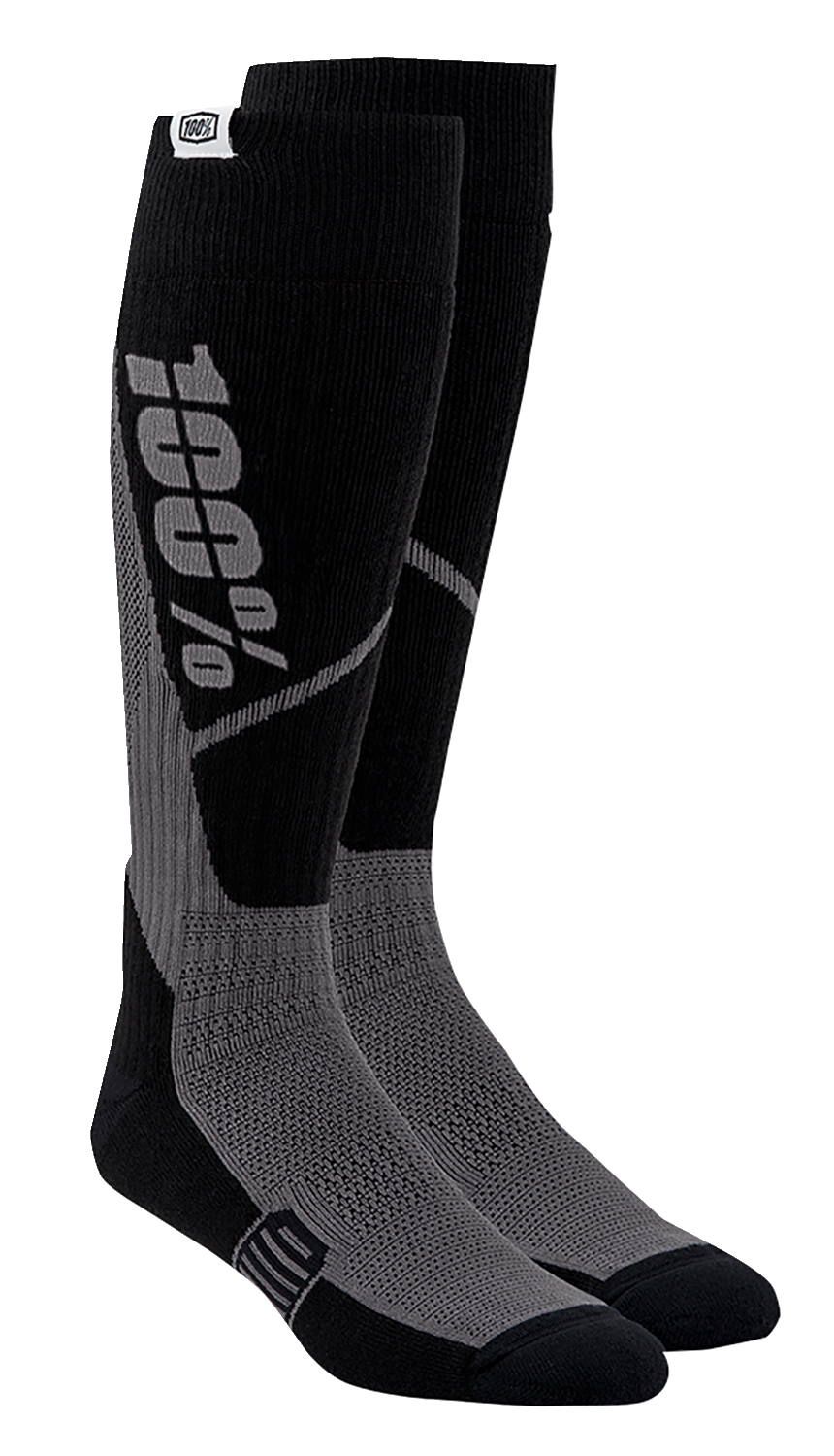 Black 100% Torque Comfort Moto Socks by Bill's Exhausts, small/medium size, featuring cushioning and breathable fabric for riding comfort.