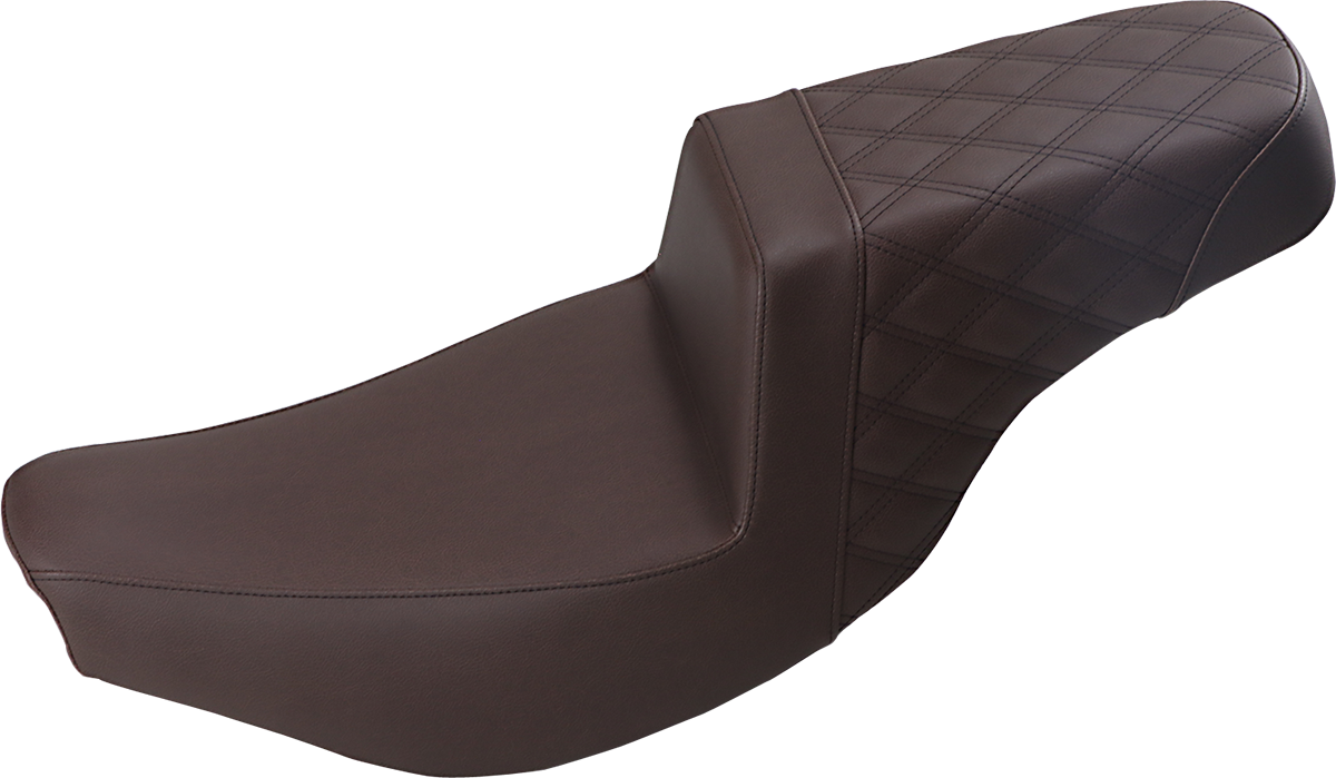 SADDLEMEN Step Up Seat - Front Smooth/Rear Lattice - Brown - Indian I14-07-173BR - Howling Moto