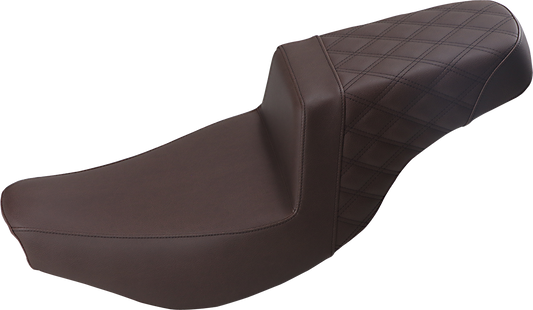 SADDLEMEN Step Up Seat - Front Smooth/Rear Lattice - Brown - Indian I14-07-173BR - Howling Moto