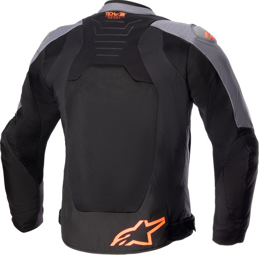 Alpinestars SMX Air motorcycle jacket in gray, black, and orange, 3XL, featuring protective armor and ventilated design.