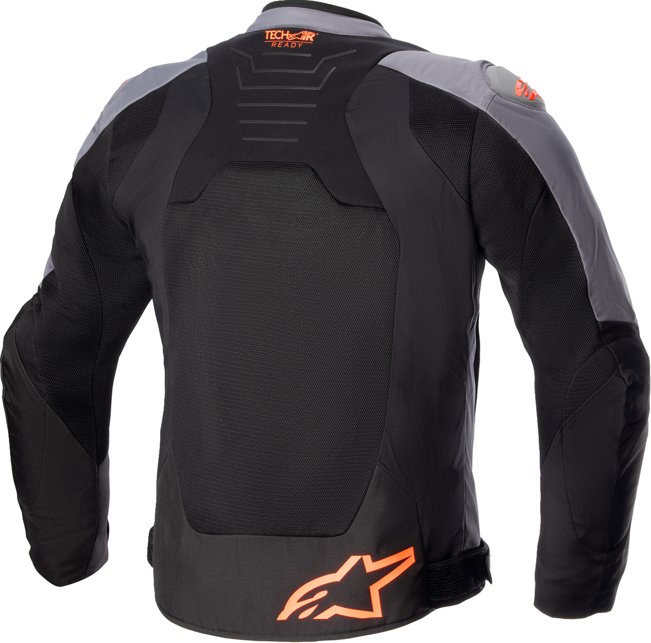 Alpinestars SMX Air motorcycle jacket in gray, black, and orange with protective padding, large size, shown from the front.