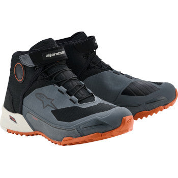 Black and dark gray Alpinestars Crx DS shoes in size 9.5 featuring rust accents, designed for sporty style and comfort.