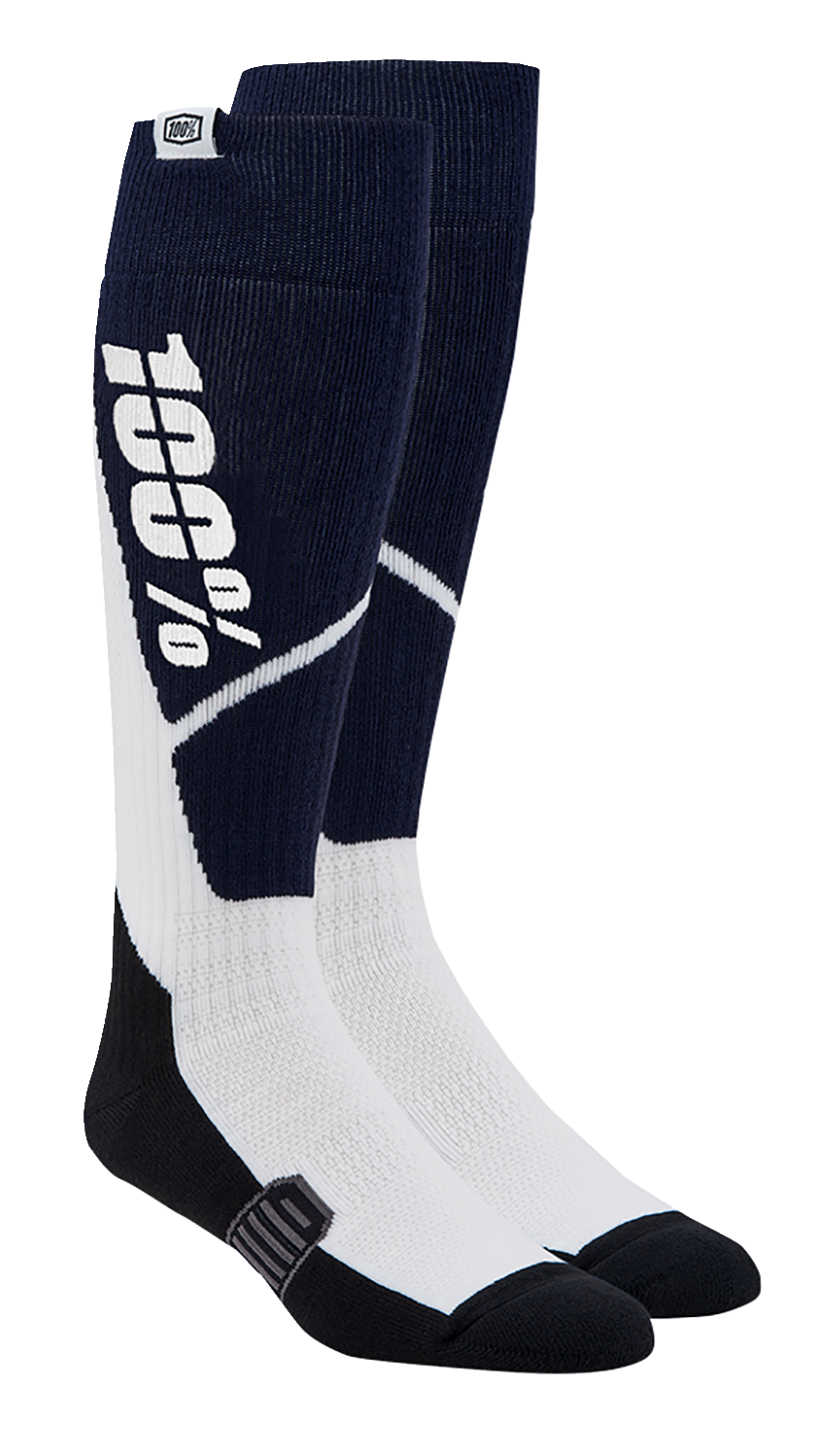 Bill's Exhausts Torque Comfort Moto Socks in navy and white, large/XL size, featuring a sporty design and comfortable fit for motorcyclists.