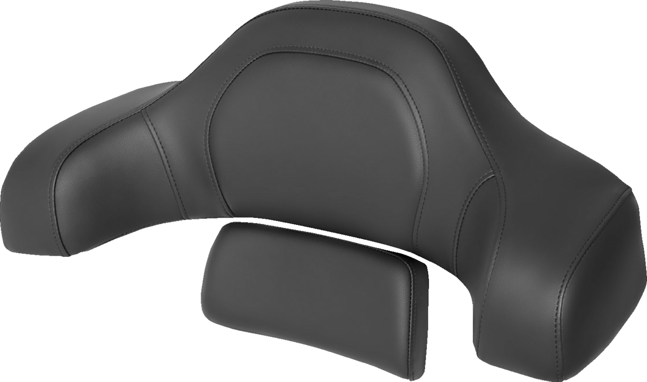 Black Saddlemens RoadSofa Tour-Pak Pad with black stitching for Indian 2014-2022 seats, designed for Indian motorcycle touring comfort