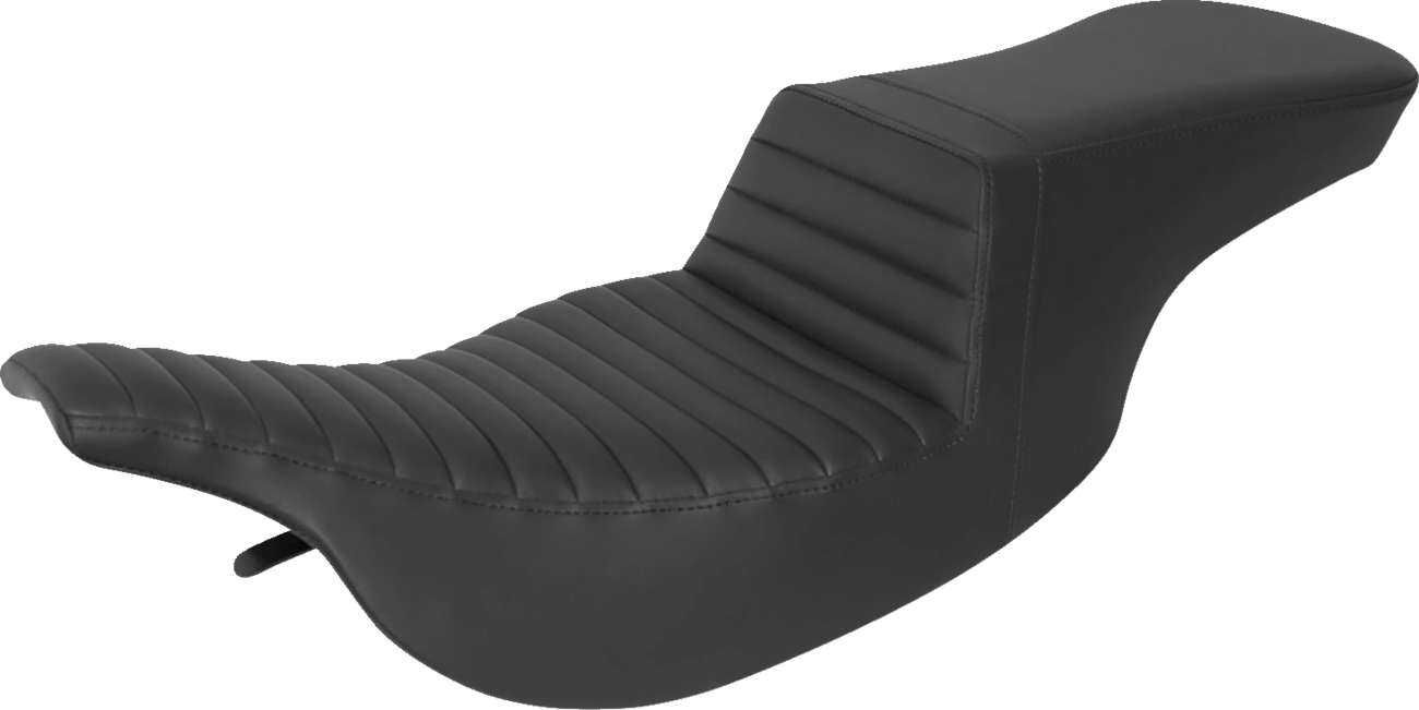 Black SADDLEMEN Step-Up Front Tuck-n-Roll motorcycle seat for FLH models, featuring sleek design and comfortable padding.