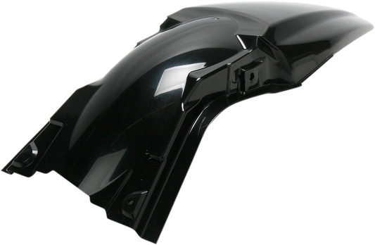 A black Acerbis rear fender motorcycle body part with product code 2141700001, designed for durable bike protection.
