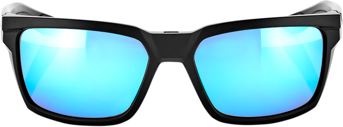 100% Daze Sunglasses - Matte Black - Blue Mirror 61030-019-75 - Howling Moto