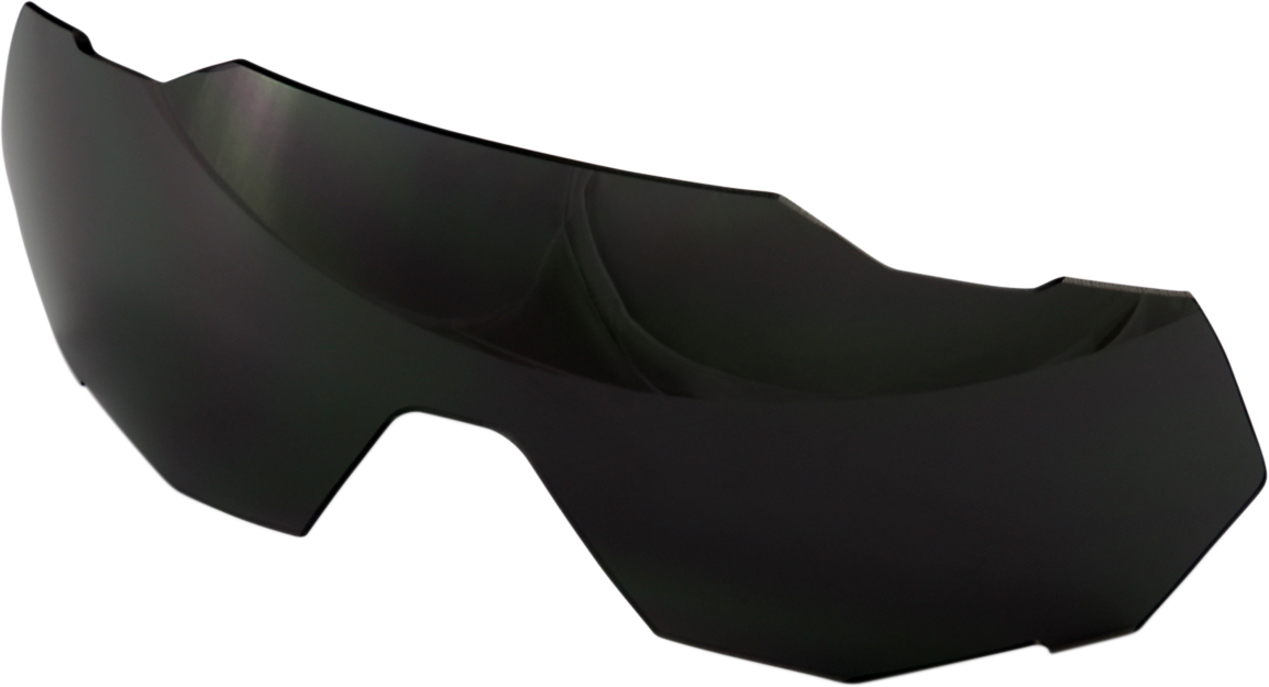 Bill's Exhausts 100% Speedtrap Lens in black mirror finish, showcasing a sleek, reflective motorcycle lens with a black frame.