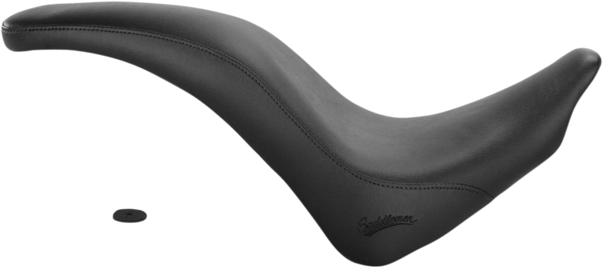 Black SADDLEMEN Profiler motorcycle seat for VT1300C, smooth design, designed for comfortable riding on the Bill's Exhausts bike