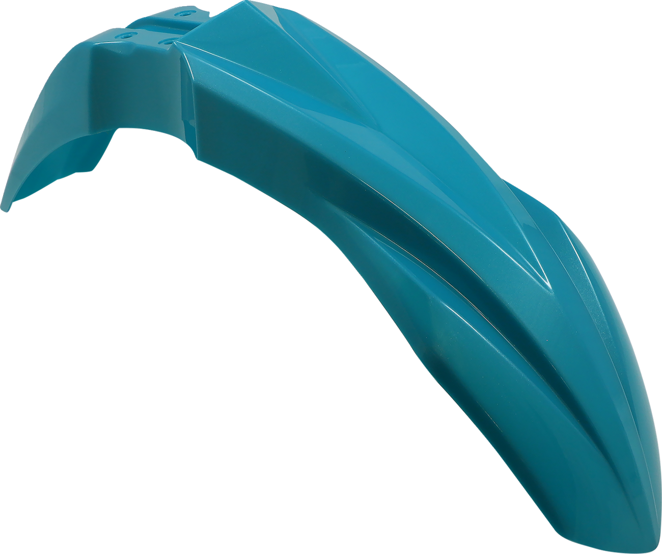 Acerbis teal metallic front fender for motorcycle, showcasing the curved, durable body part designed for off-road and street bikes.