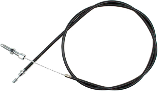 Black vinyl clutch cable by Motion Pro with chrome fittings and longitudinally-wound housing for motorcycle clutch replacement.