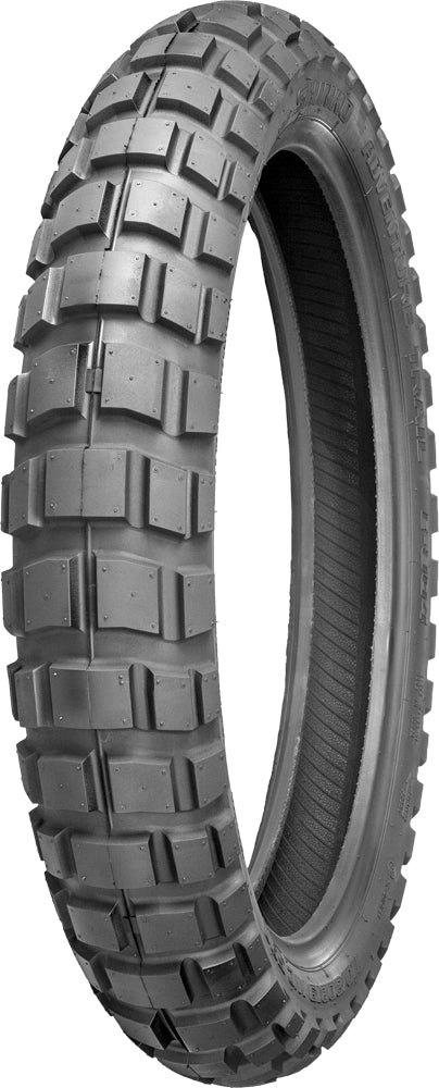 Shinko Tire 804 Dual Sport Front 110/80B19 59Q for adventure motorcycles, showing the tread pattern and sidewall details.