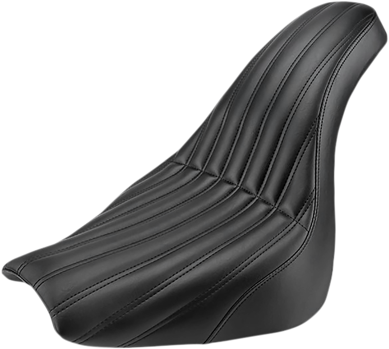 Black SADDLEMEN Profiler Knuckle Seat for motorcycle, featuring ergonomic design and durable material for comfort and style.