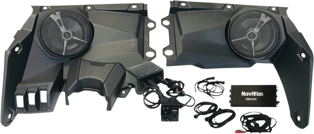 Bill's Exhausts NAVATLAS Audio Kit Zone 2 speakers, featuring sleek design and high-quality audio components.
