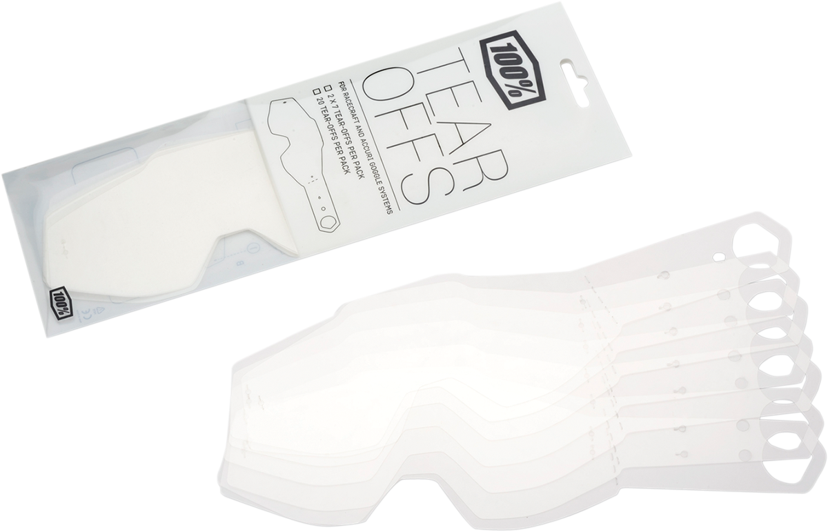 Bill's Exhausts laminated tear-offs, two packs of seven each, designed for motorcycle goggles or helmets, with clear laminated surface.