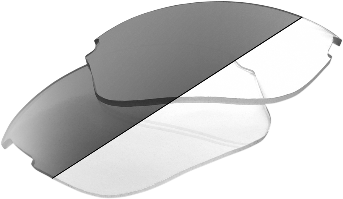 Photochromic Sportcoupe lenses by Bill's Exhausts, showing transition from clear to tinted for versatile vision adjustment.