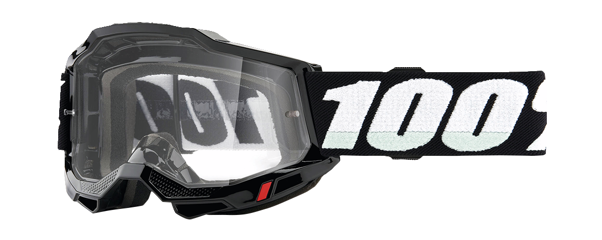 Black Accuri 2 Junior goggles with clear lenses, designed for safety and comfort by Bill's Exhausts.