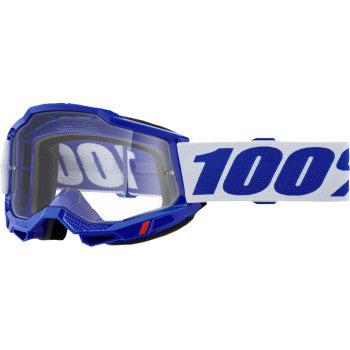 Blue Accuri 2 OTG goggles by Bill's Exhausts with clear lenses, designed for comfortable over-the-glasses fit.