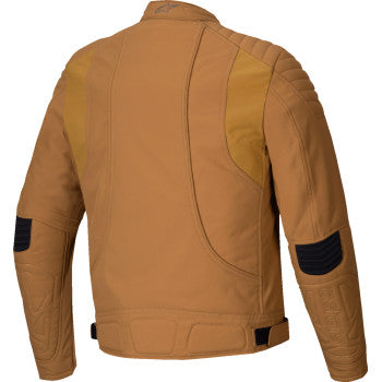 Alpinestars Clayton WR utility brown and light gold jacket, large size, with zipper front and multiple pockets.