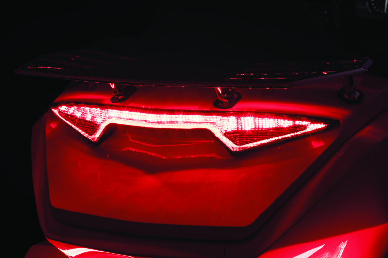 Kuryakyn Omni LED trunk light bar installed on the rear of a 2018-2020 Honda Gold Wing GL1800 motorcycle
