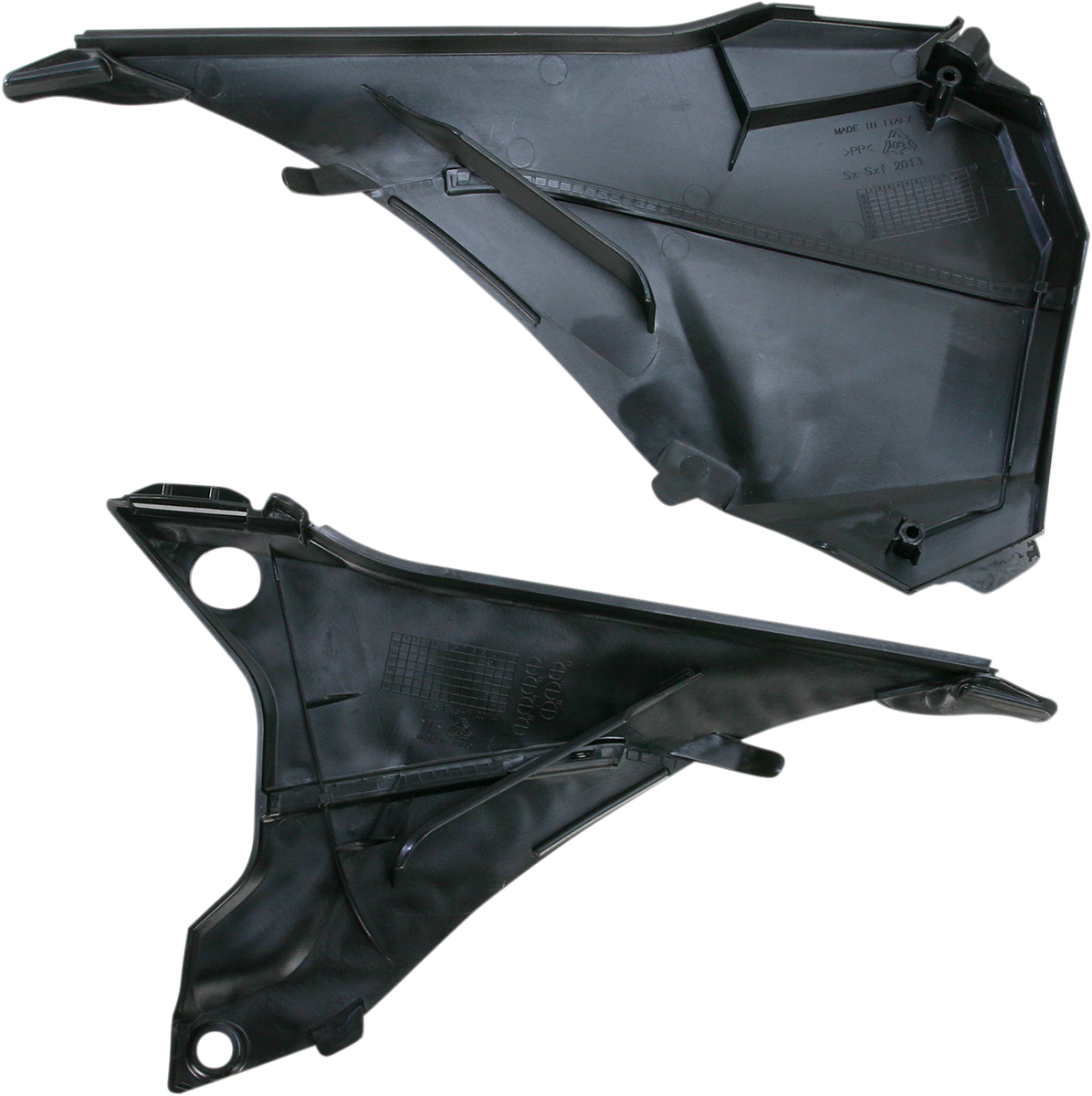 Acerbis black airbox cover for motorcycle, body part, with brand logo, showing the sleek, matte black finish and mounting details.