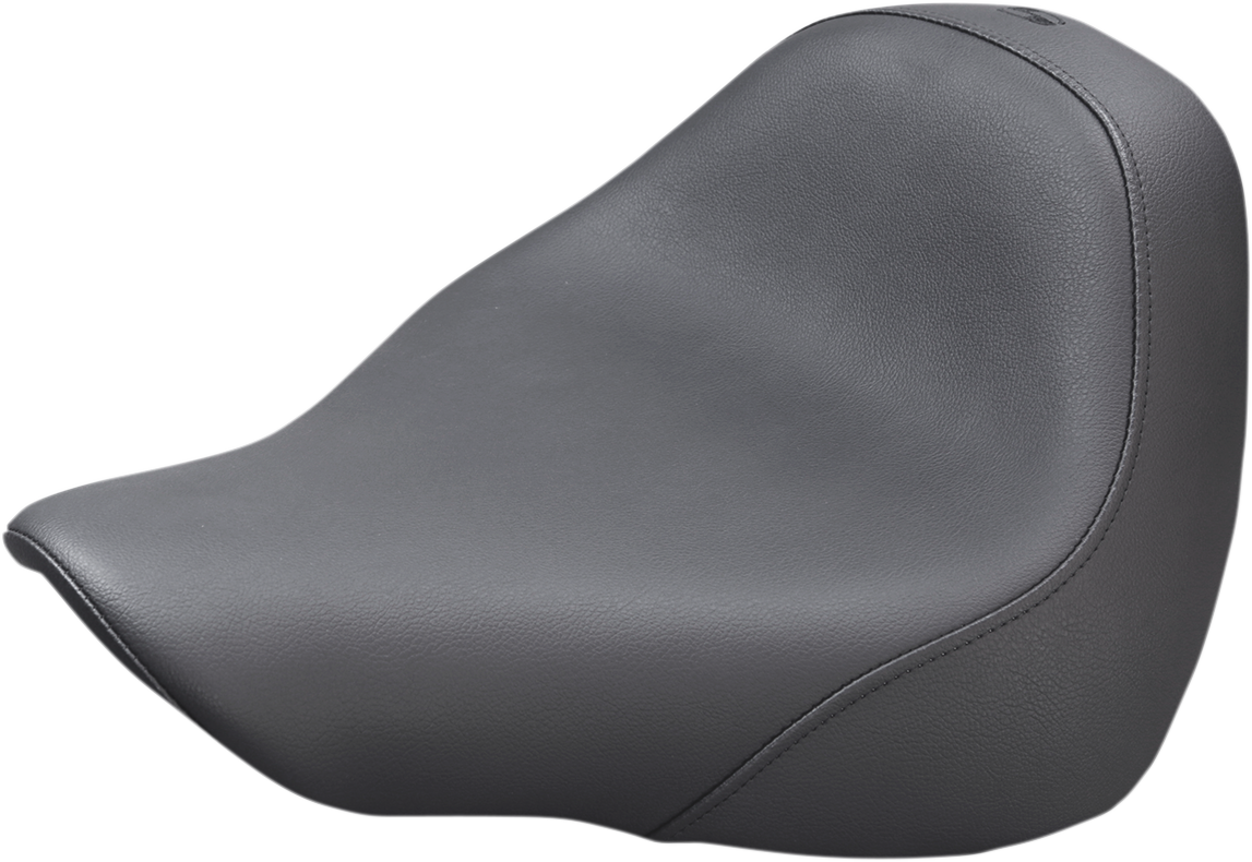Bill's Exhausts SADDLEMEN Renegade Solo black motorcycle seat with smooth leather finish, designed for solo riding comfort.