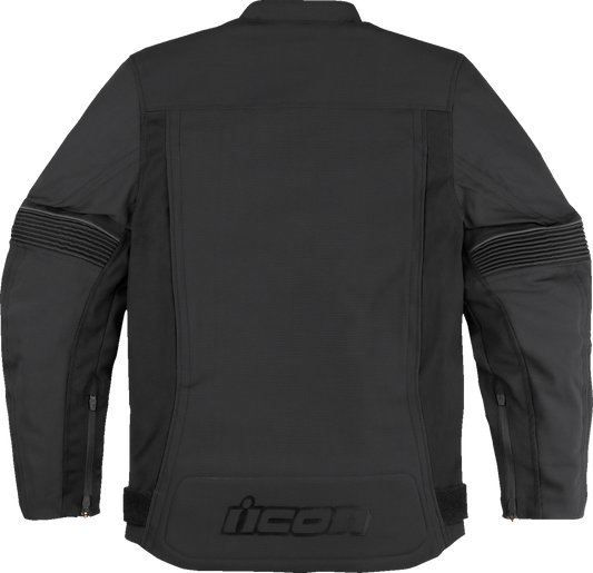 Black ICON Slabtown Jacket in XL by Bill's Exhausts, front view showing durable fabric and stylish design.