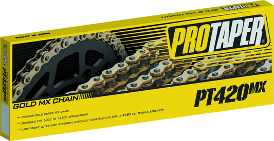 ProTaper, ProTaper Premium Gold Series 420MX Motorcycle Chain 134 Links for 50-125cc Off-Road and Racing Applications
