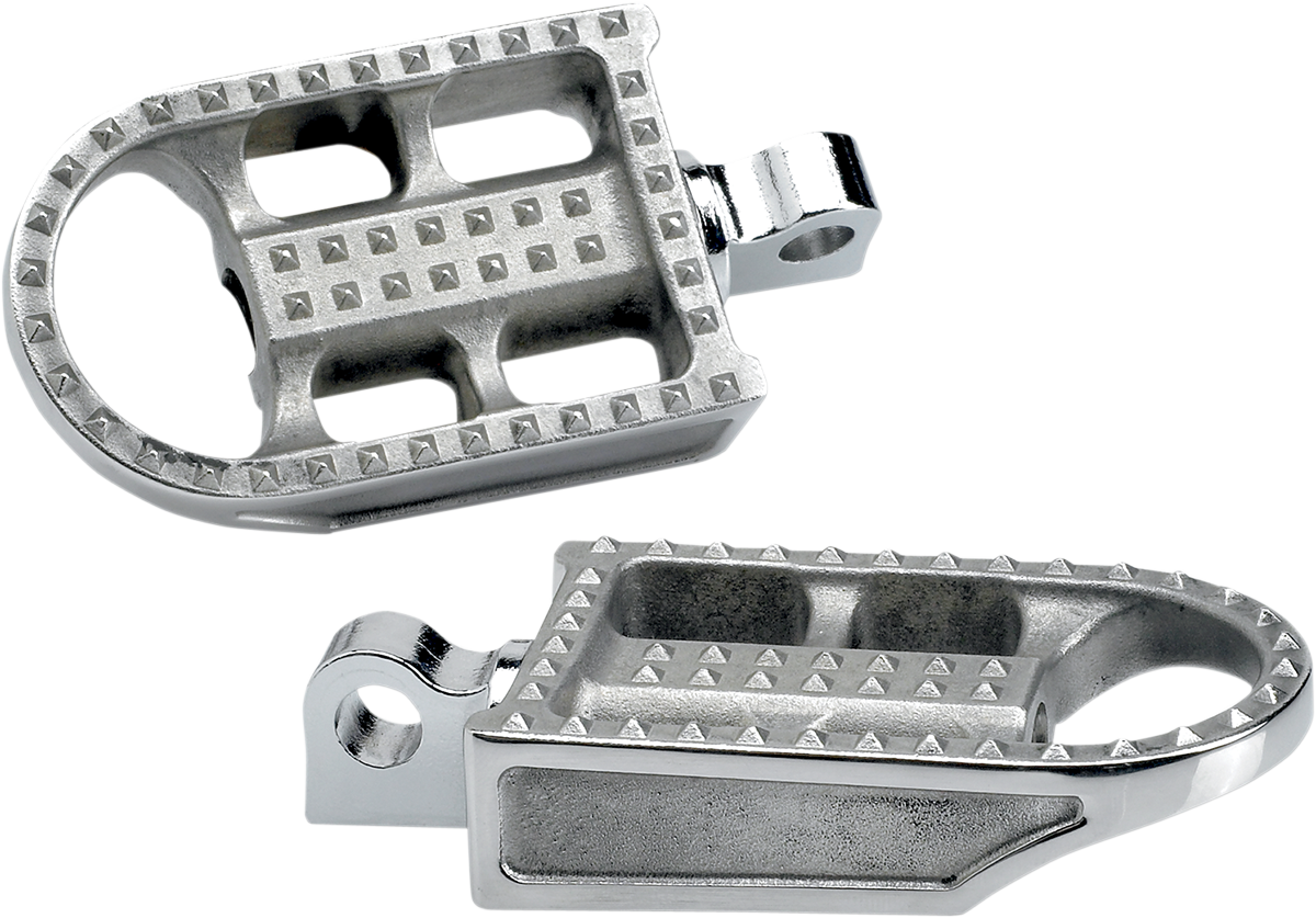 BILTWELL Mushman footpegs for motorcycles, standard size, raw polished metal finish, shown on a bike body component.