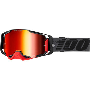 Bill's Exhausts 100% Armega Goggle Nekfeu HiPER Red Mirror with tinted lens, designed for motorcycle or sports use.