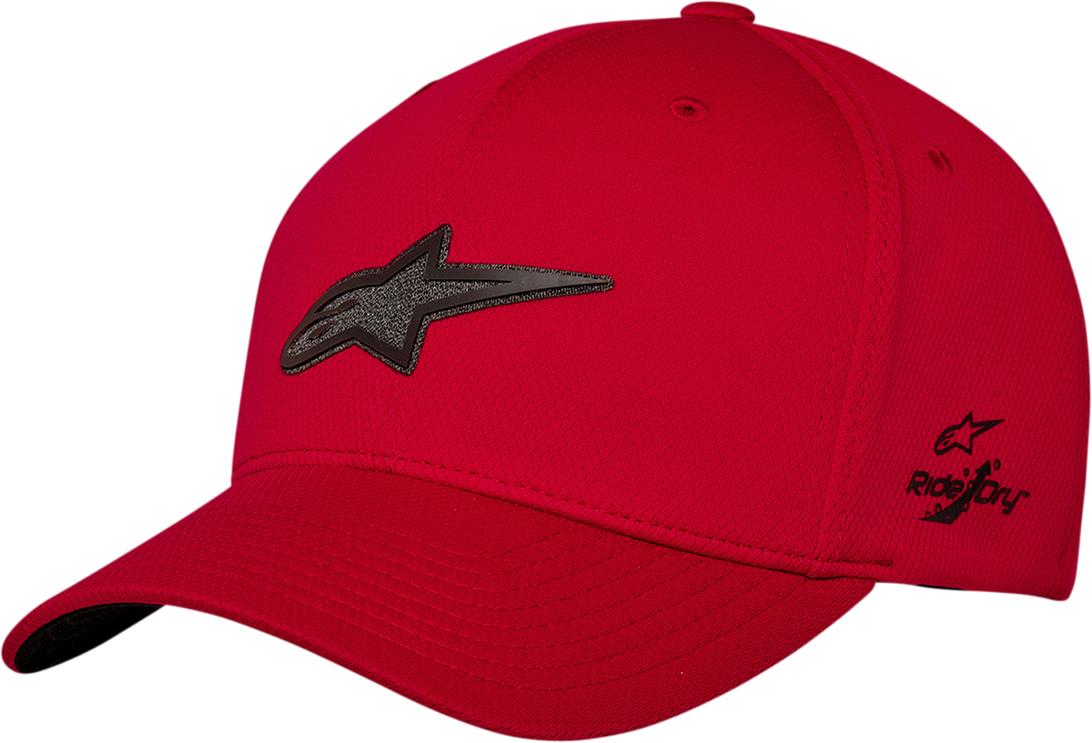 Bill's Exhausts Alpinstars Silent Tech Hat in red, one size protective gear with a sleek design and adjustable fit.