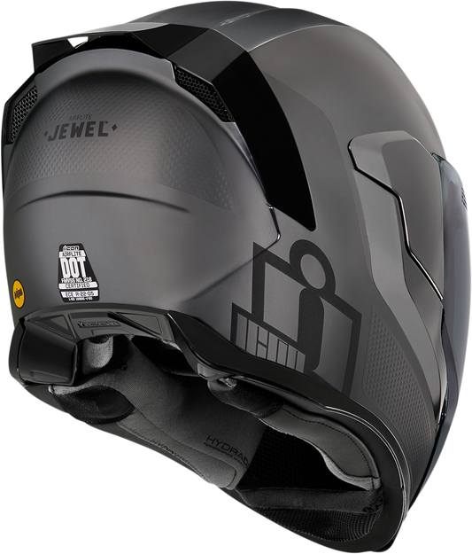 Bill's Exhausts ICON Airflite™ Helmet in Jewel Silver with MIPS®, XS size, showing sleek helmet design and ventilation details.