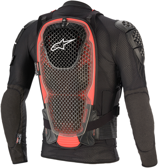 Alpinestars Bionic Tech v2 motorcycle jacket in black and red, size 2XL, featuring protective armor and sleek design.