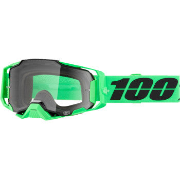 Clear Anza 2 100% Armega goggles by Bill's Exhausts with a sleek design and adjustable strap for enhanced eye protection.