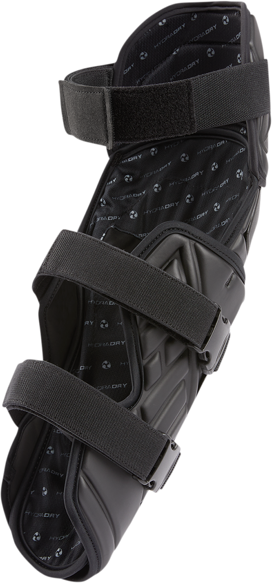 Bill's Exhausts ICON Field Armor 3â„¢ knee armor in black, L/XL, showing protective pad design and adjustable straps.