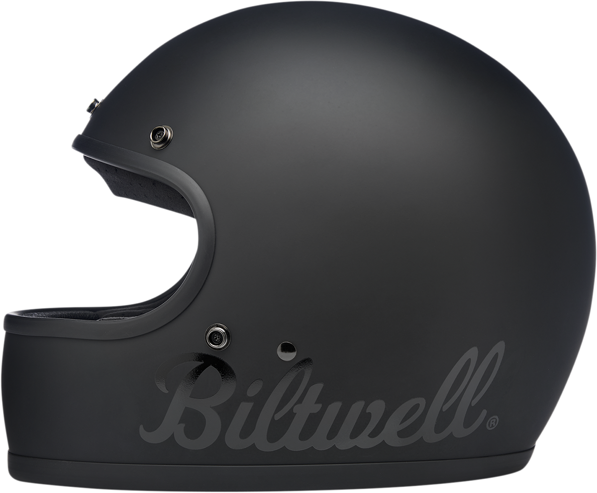 Biltwell Gringo helmet in flat black finish, large size, featuring smooth rounded shape and classic open-face design.