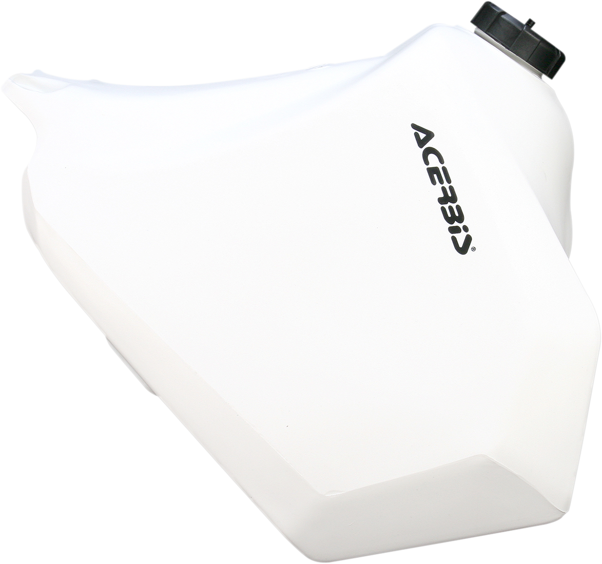 White Acerbis gas tank for Suzuki motorcycles, 5.3-gallon capacity, body style, designed for durability and fitment.