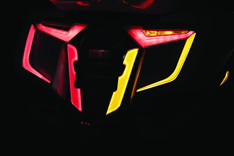 Kuryakyn Omni LED Rear Fender Cover for Honda GL1800 Gold Wing 2018-2020 in satin black, showcasing the sleek LED design.