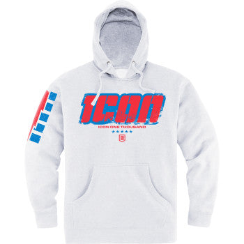 Bill's Exhausts ICON Intercept 84™ hoodie in white, large size, featuring a comfortable fit and stylish design.