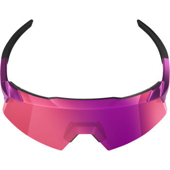Bill's Exhausts 100% Aerocraft sunglasses with purple chrome and mirror lenses, showcasing stylish purple reflective eyewear.