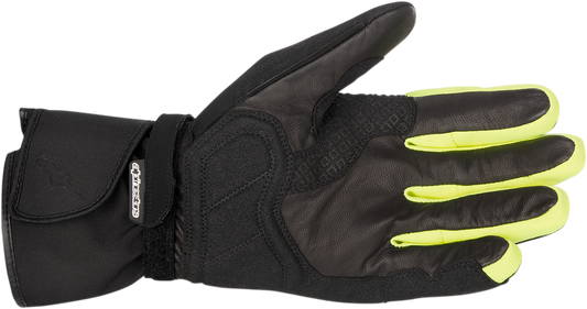 Alpinestars Valparaiso Drystar gloves in black and yellow, small size, showing detailed design and protective features.