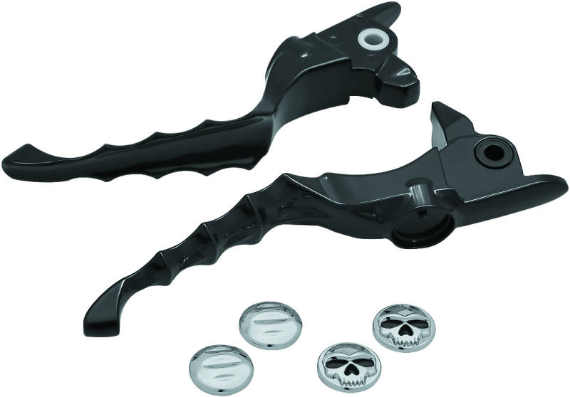 Kuryakyn Zombie lever set for Harley-Davidson Touring 2017-2018, gloss black motorcycle brake and clutch levers.