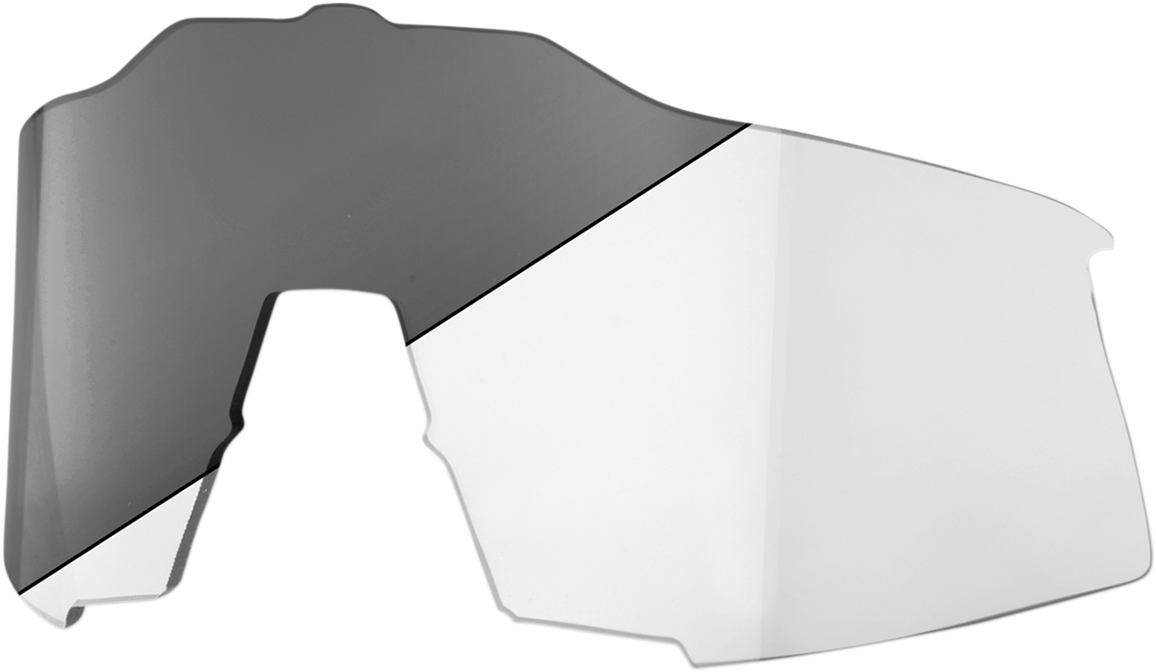 Photochromic Speedcraft lens 62001-802-01 from Bill's Exhausts, showing varying tint levels in different lighting conditions.
