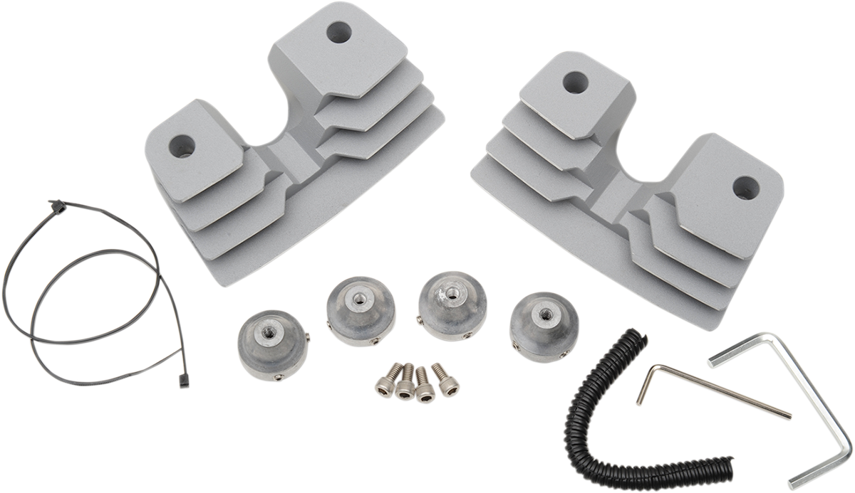 Silver Twin Cam spark plug cover kit by Drag Specialties, featuring a detailed metal finish for Harley Davidson motorcycles.