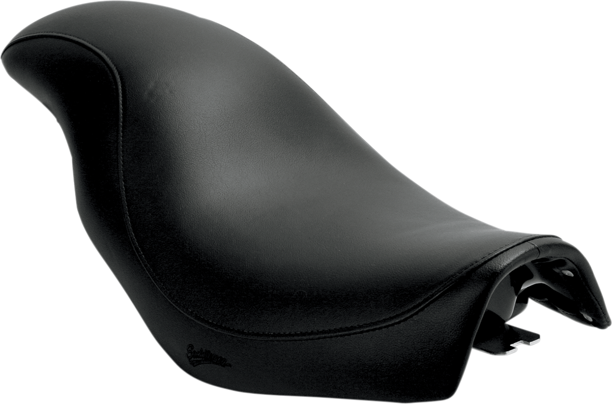 Black SADDLEMEN Profiler motorcycle seat for VT1100C, smooth design, by Bill's Exhausts, shown from side angle.