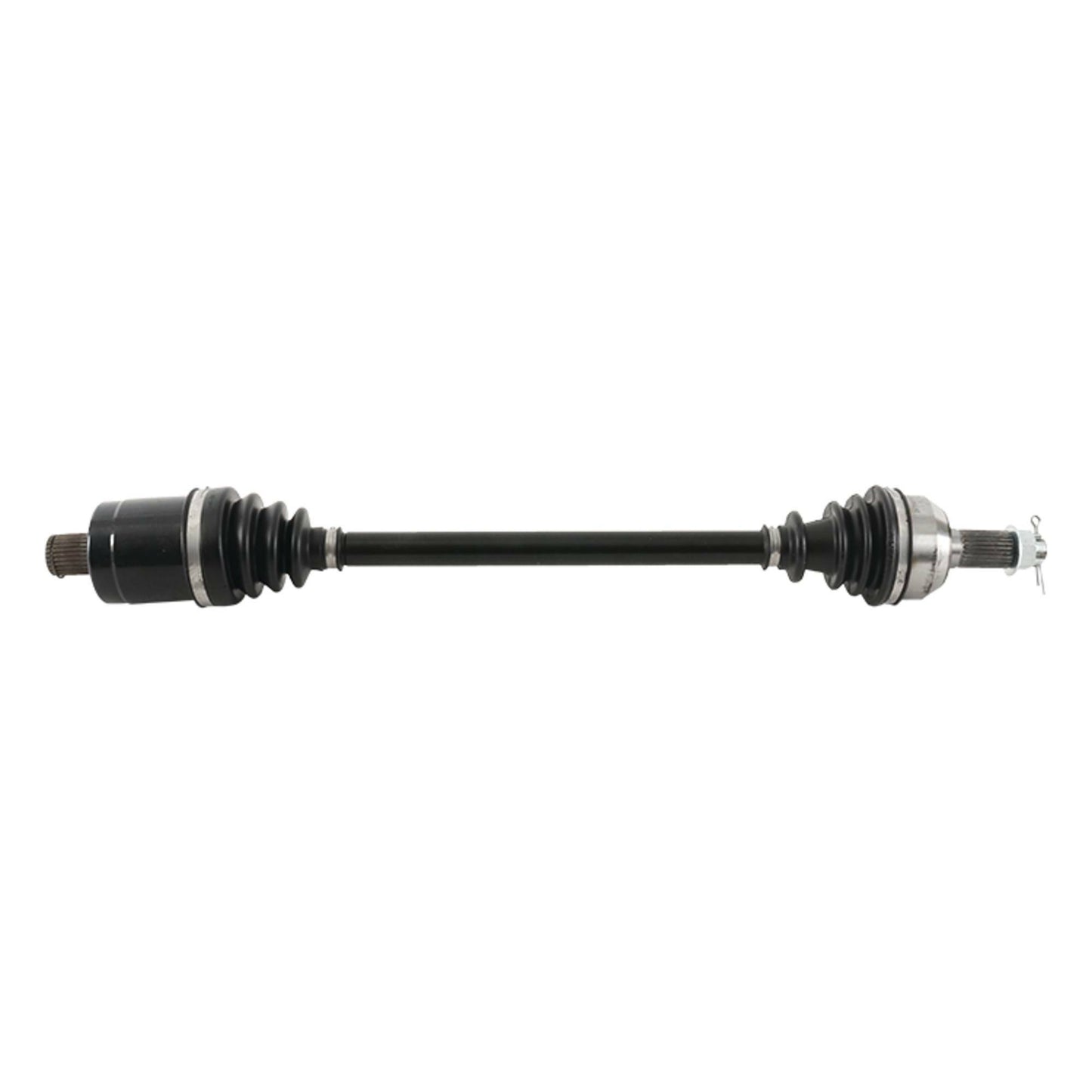 All Balls ABM-PO-8-381 axle for precise OEM fitment and durability, shown with detailed metal construction and mounting points.