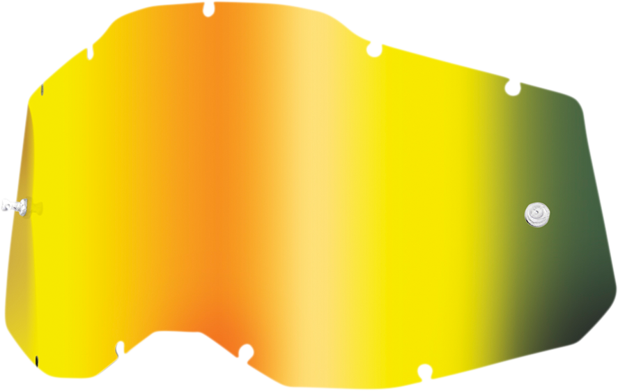 Bill's Exhausts gold mirror lens for Accuri 2, Racecraft 2, and Strata 2 helmets, featuring a reflective gold mirror finish.