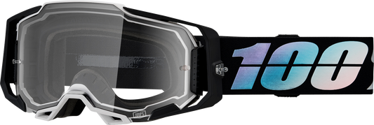Bill's Exhausts 100% Armega Krisp Clear Goggles with adjustable strap and protective lens for outdoor activities.